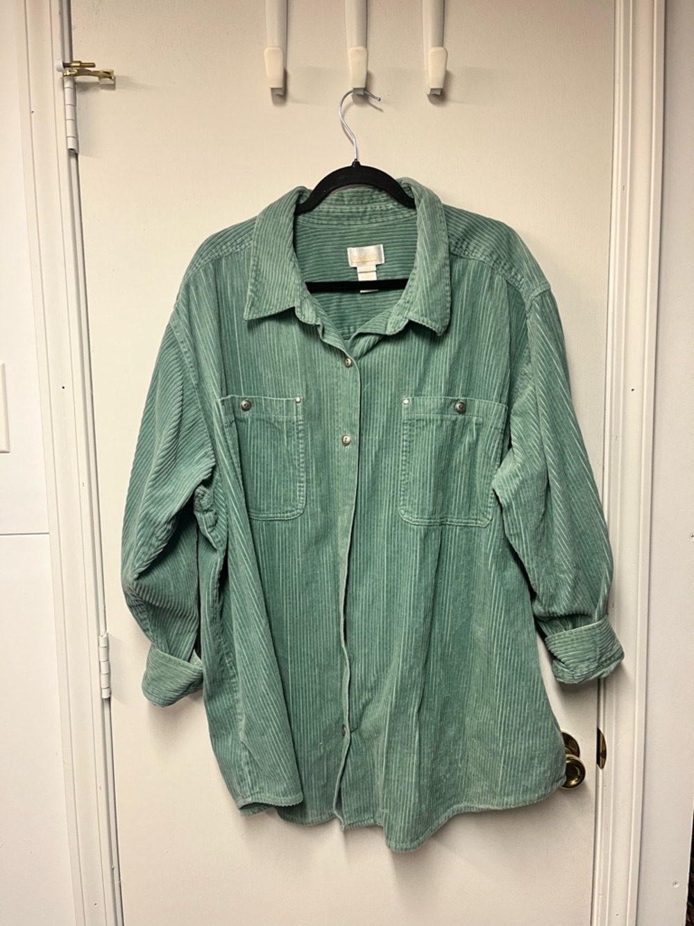 Roaman's Sage Green Corduroy Button-Up Jacket